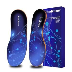 RooRuns 220+lbs Plantar Fasciitis Orthotic Insoles Arch Support for Flat Feet XS